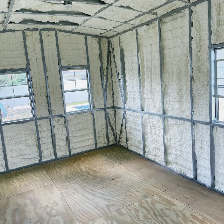 Closed-cell spray foam insulation applied to wall cavities in a residential project in West Haverstraw